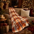 thumbnail image 3 of Autumn Harvest Maple Leaf Plaid Pattern, Festive autumn celebration Scene, Warm Flannel Blanket for Living Room and Family Room, Art Lovers autumn celebration Gift, Festive Home Decor, 3 of 9