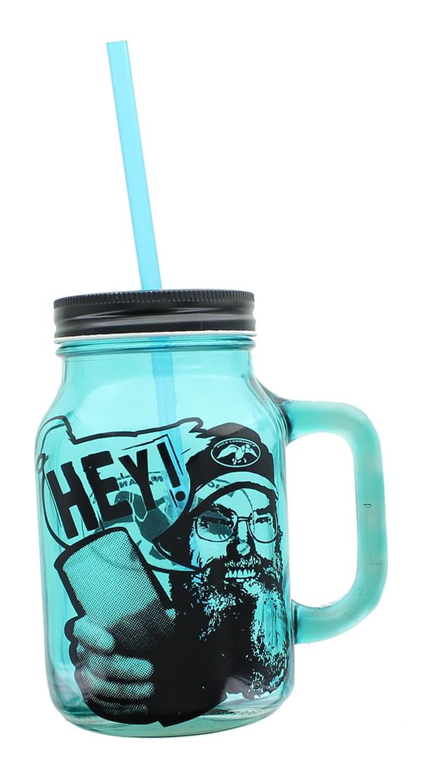 Duck Dynasty A&E Mason Jar Cup Clear Handle TV Show Drink Beverages Glass 