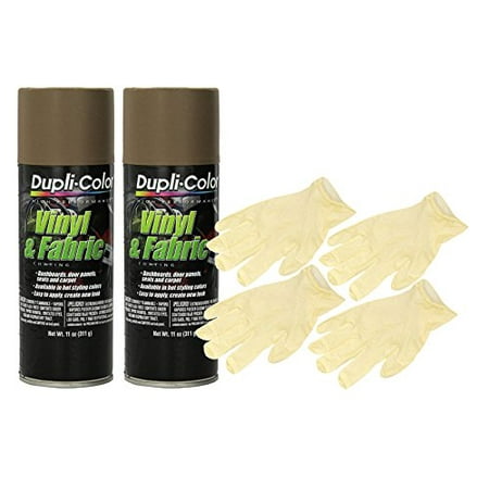 Dupli-Color Mediium Beige High Performance Vinyl and Fabric Spray (11 oz) Bundle with Latex Gloves (6 Items)