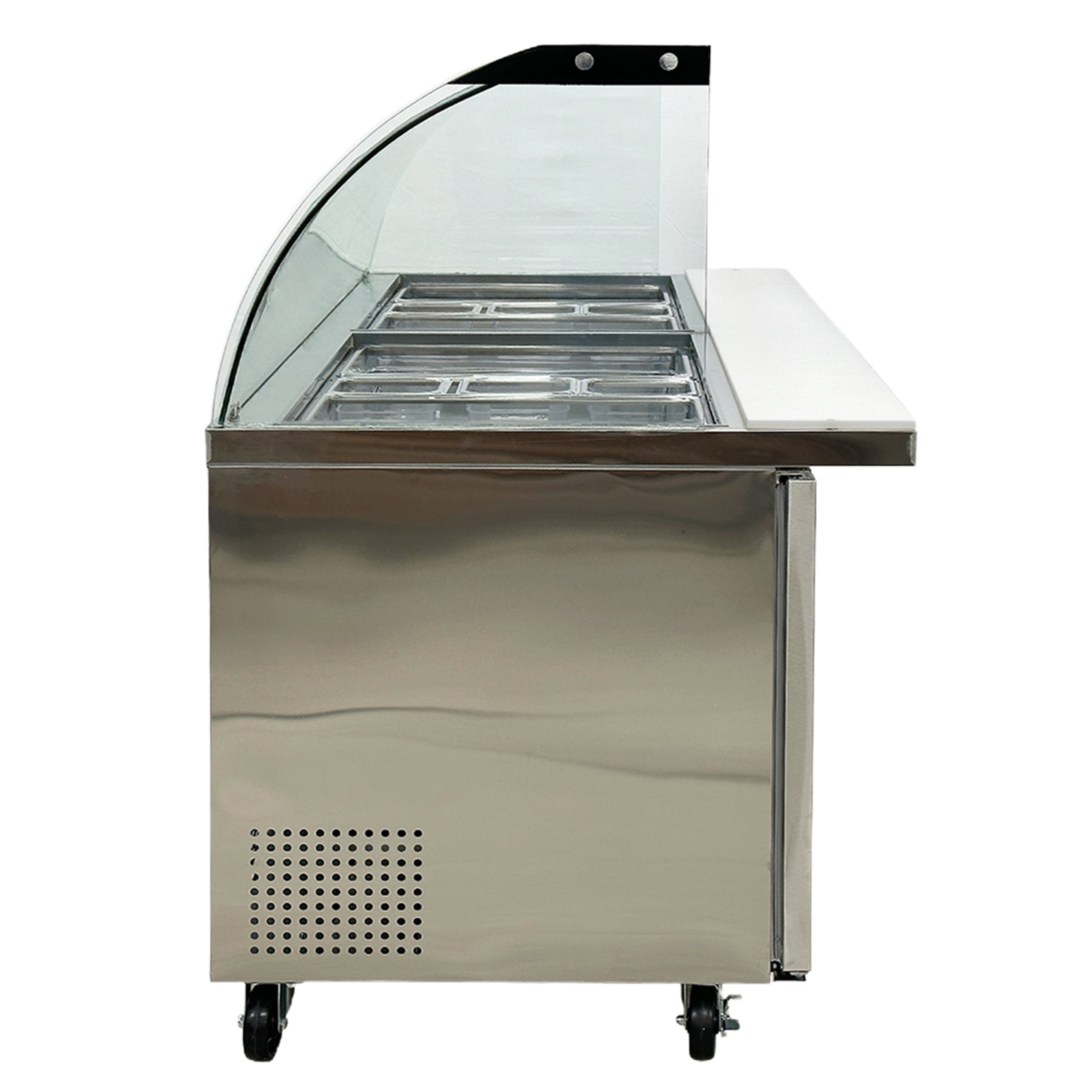 72 in. Three-Door Salad Bar Refrigerated Buffet Cold Table 20.6 Cu.Ft. Salad Prep Table
