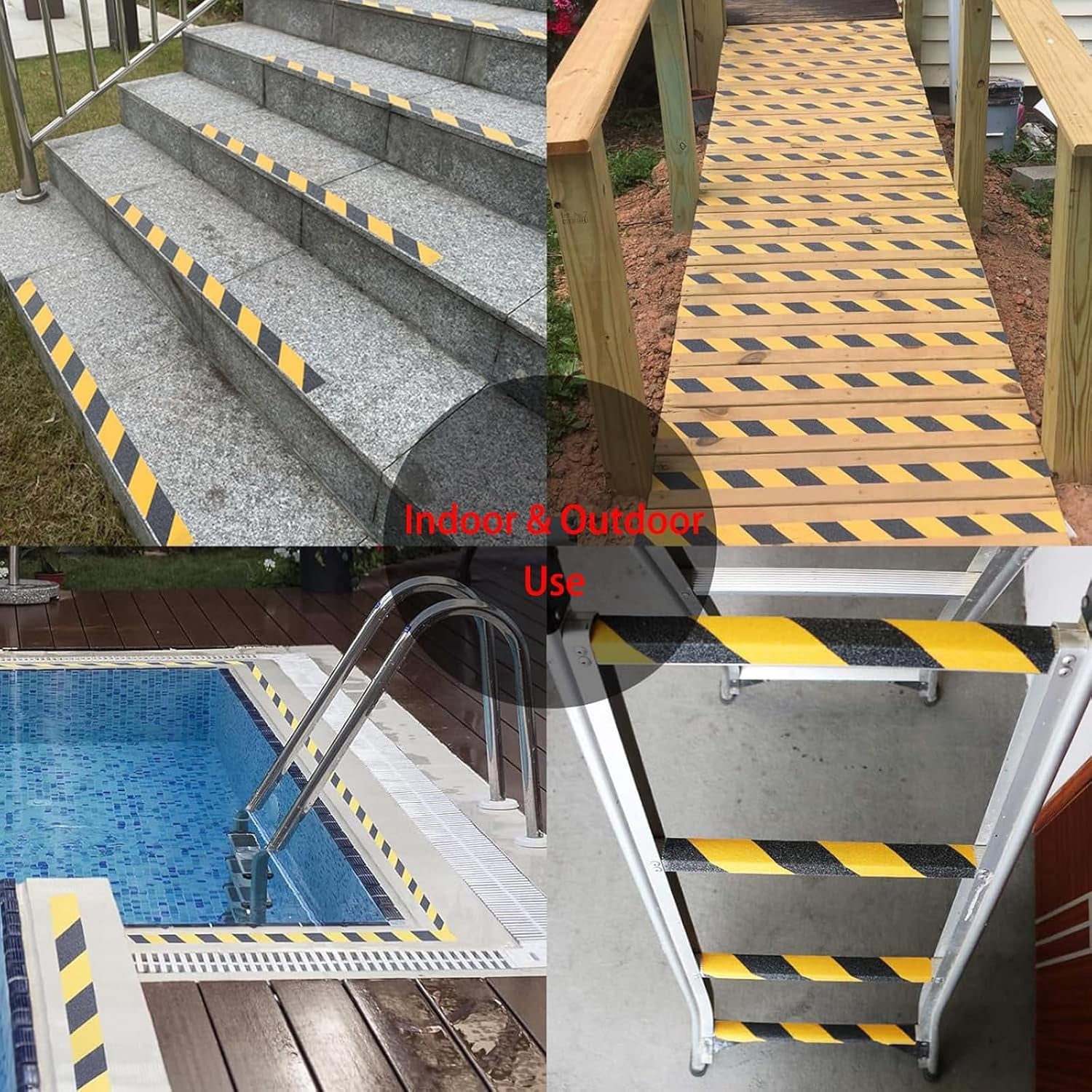 Anti Slip Tape 2" x 60Ft Heavy Duty Grit Safety Grip for Stairs, Steps, Floors, Indoor & Outdoor, Waterproof Non Skid Roll Traction Tread Black & Yellow