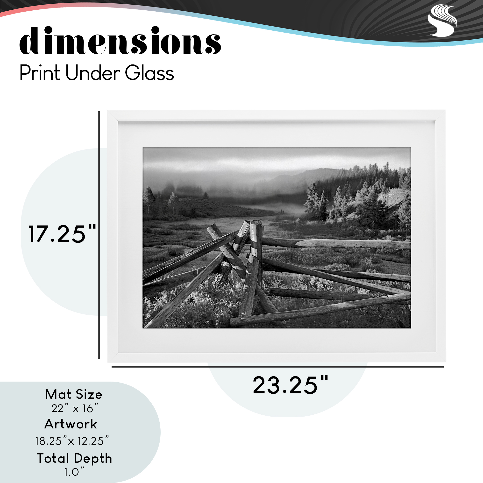Grand Tetons Fence Beyond White Framed Print Under Glass, design by MJ Photography