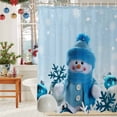 thumbnail image 6 of Shower Curtain 72"W x 72"L Christmas Blue Snowman Snowflakes Fabric Shower Curtains Set with Hooks Water Repellent Bathroom Curtains Machine Washable Bathroom Accessories, 6 of 9