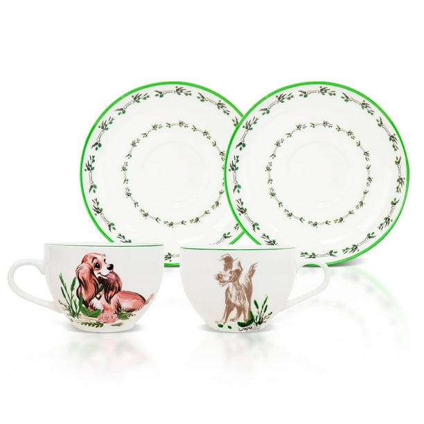 Set de taza de té y platillo de porcelana Disney La dama y el vagabundo