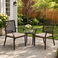 thumbnail image 2 of Aoodor Patio Outdoor Dining Chairs Set of 2, Stackable Metal Chairs with Armrests and Cushions for Lawn, Garden, Yard, 2 of 8