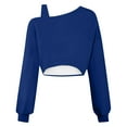thumbnail image 6 of Caywon Women's Fashion Asymmetrical Shoulder Strap Hoodie Loose Long Sleeve Cropped Top Soft Comfortable Casual Streetwear Daily Wear Blouse, 6 of 7
