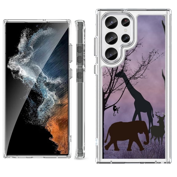 Shockproof Bumper Phone Case for Samsung Galaxy S23 Ultra 5G, by OneToughShield ® - Twilight Safari