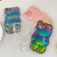 thumbnail image 3 of Korea Bear Aurora Laser Transparent Phone Case For iPhone 14 13 12 11 Pro Max Plus Luxury Cartoon Bear Clear Soft Silicone Cover, 3 of 4