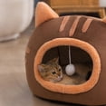 thumbnail image 3 of Warm Semi-Enclosed For Small Cats Dogs Pet Supplies Cat Shape Pet Nest Cat Bed Dog Kennel Sleeping Bed Cat House PINK M, 3 of 8
