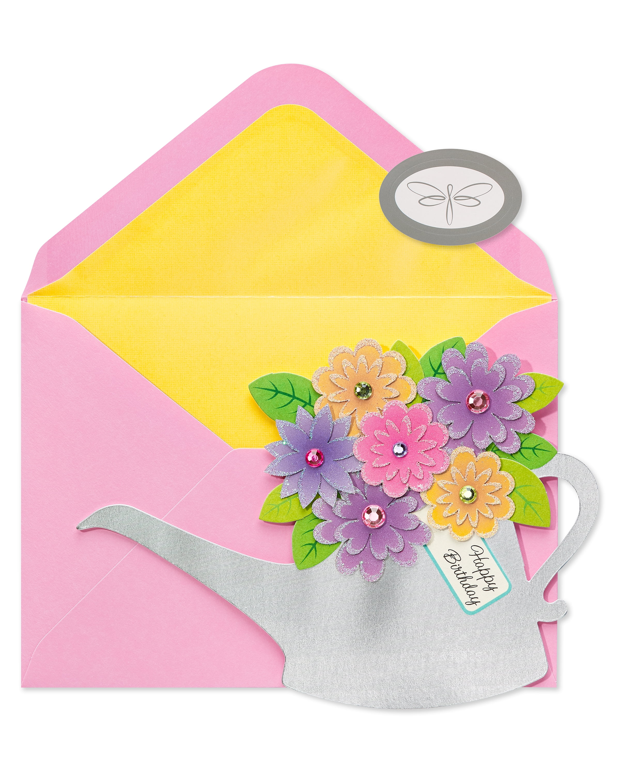 Papersong Premium Birthday Card (Watering Can with Flowers)