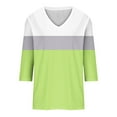 thumbnail image 4 of Lmnyox Women's Fashion Shirts 3/4 Sleeve V Neck Casual T Shirts 2025 Spring Summer Loose Trendy Blouse Tops, 4 of 7