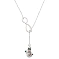 thumbnail image 1 of Delight Jewelry Silvertone White Enamel Snowman Silver tone Elegant Infinity Lariat Necklace, 1 of 4