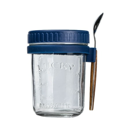 

Meizhencang 300ML Milk Mug Large Capacity Wide Mouth Glass Easy to Clean Drinking Bottle with Spoon for Kitchen