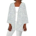 thumbnail image 2 of Sakmal Cover-Up Coats for Women Plus Size Silver Elbow-Length Loose Fit Flowy Glitter Cardigan Ladies Jackets, 2 of 5