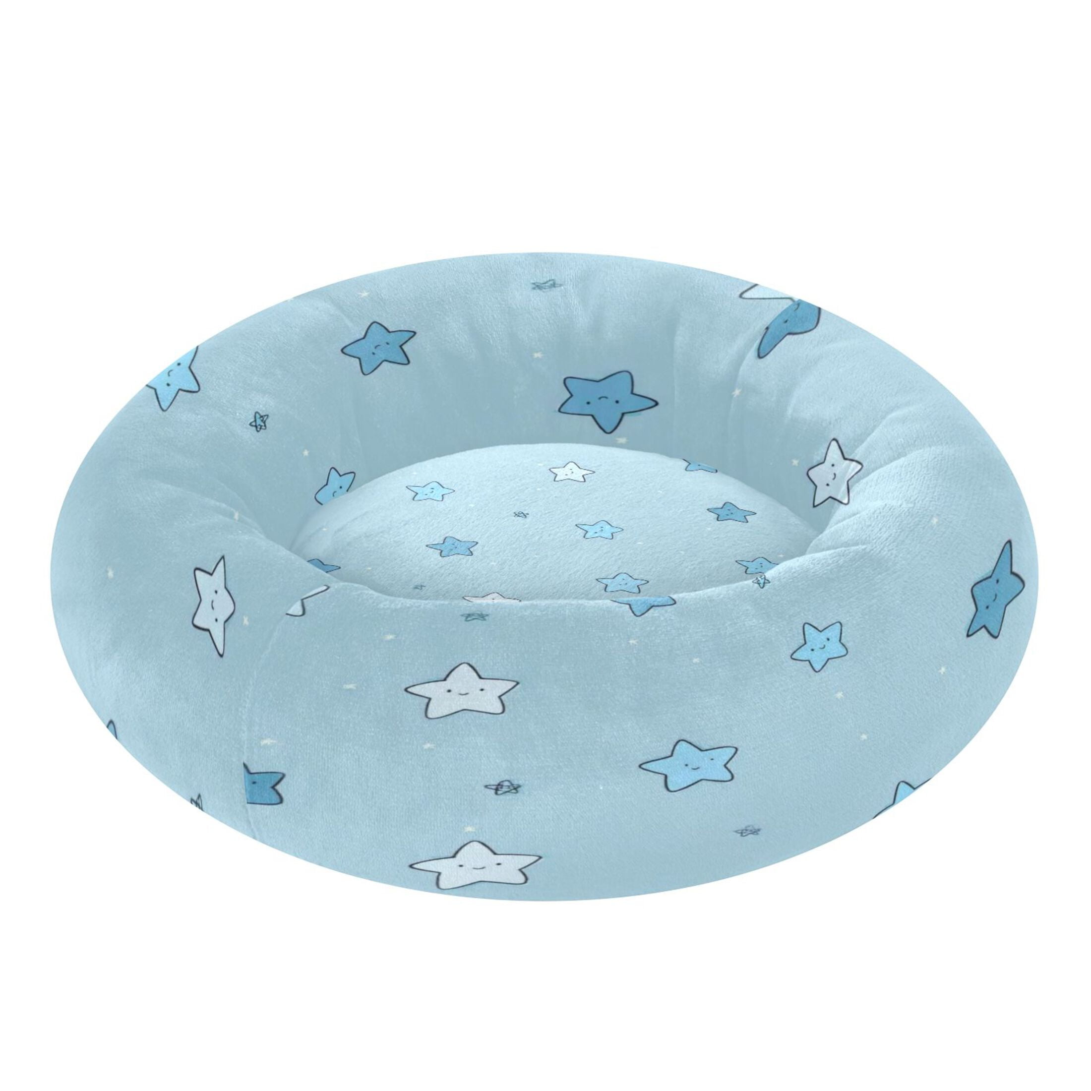 Iauyy Pet Couch Donut Cat Bed for Indoor Cats/Small Dogs Washable & Machine with Non-slip Bottom Calming Cat Furniture, Some Blue and White Colors (M)