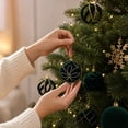 thumbnail image 5 of Dreisshy Christmas Balls Ornaments for Christmas Tree 10Pcs, Flocked Christmas Bulb Ornaments Set - Decorative Hanging Baubles, Shatterproof Christmas Decorations, Dark Green, 5 of 7