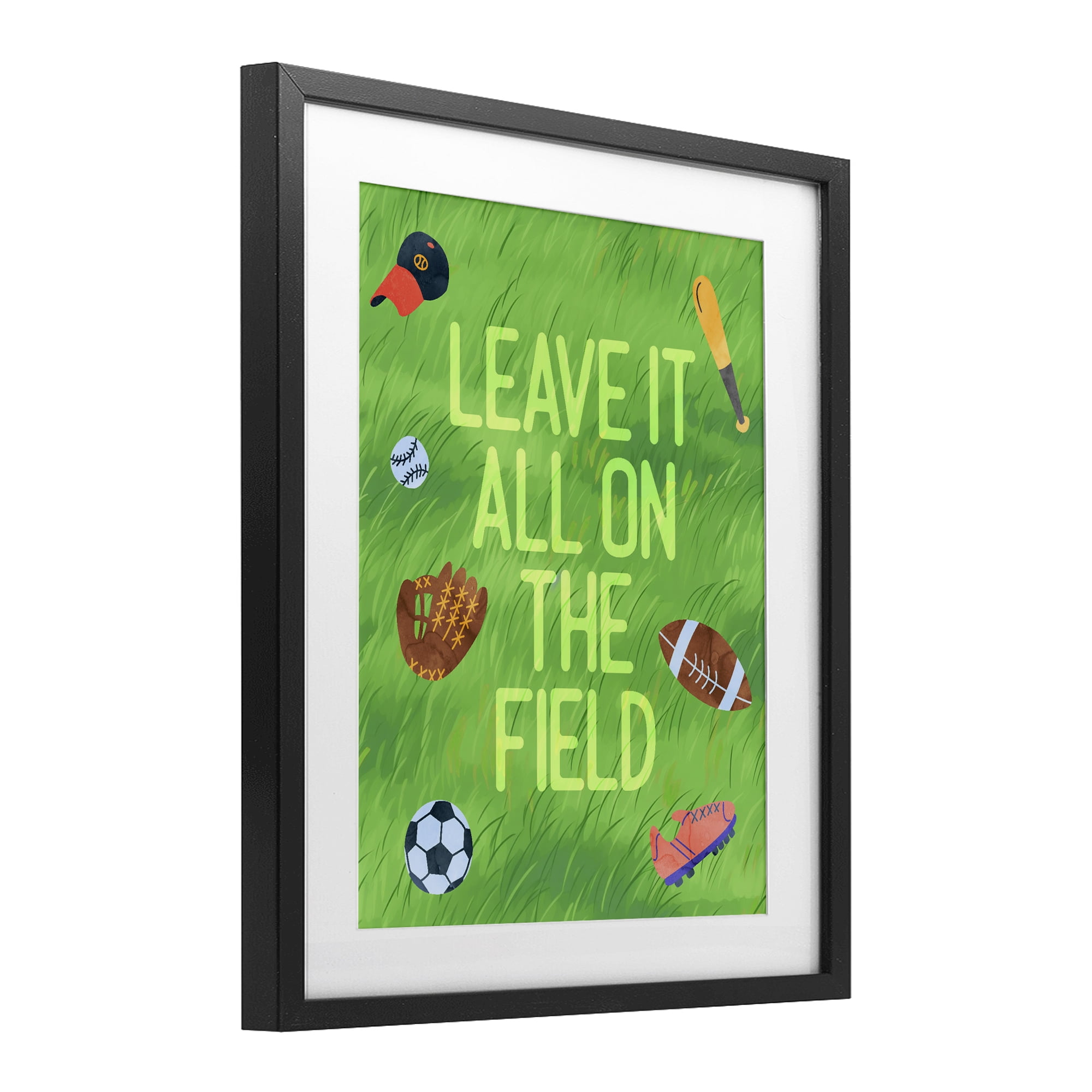 Stupell Industries Leave It On The Field Black Framed Print Under Glass, design by Lil' Rue
