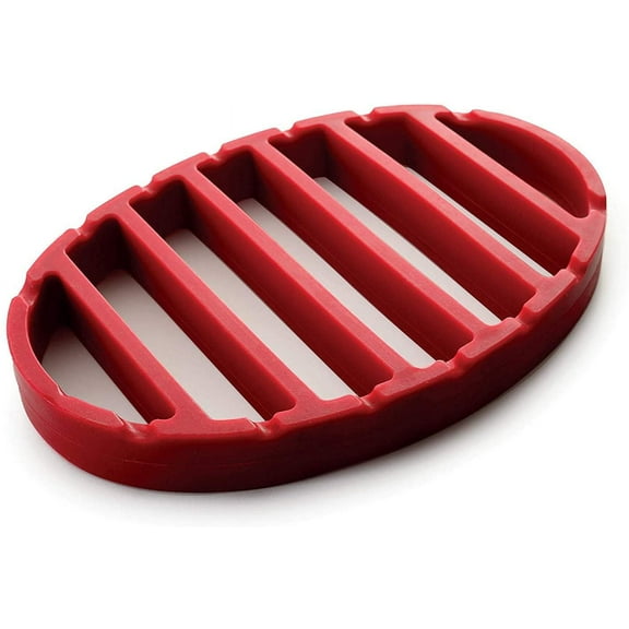 Oval Silicone Roast Rack, Silicone Pressure Cooker Roasting Rack, Silicone Roasting Racks Non Stick Easy-Clean Cooling Rack for Cooking Baking Steaming, Red