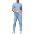 thumbnail image 2 of Men'S Quarter Zip Short Sleeve Top & Jogger Pants 2 Piece Outfit Light Blue XL, 2 of 7