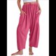 thumbnail image 1 of Pantalones Palazzo Harem Informales Holgados con Cordón para Mujer, para Verano, Playa, Viajes, Vacaciones, con Bolsillos. Rosa Roja XL, 1 of 6
