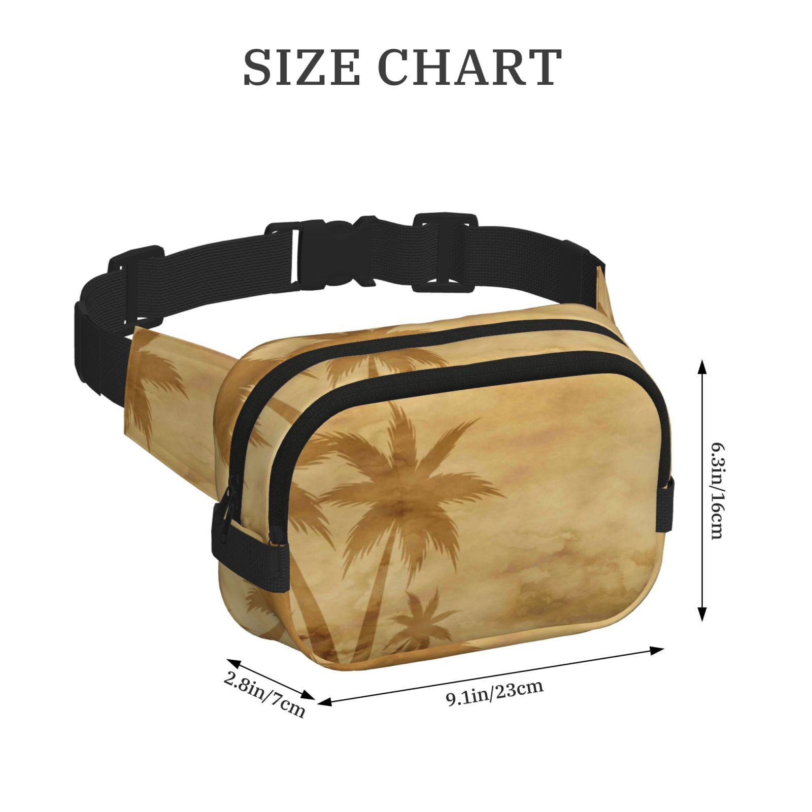 Kuqiui Retro Palm Tree Print Fanny Packs for Women Cross Body Waist Bag Fashionable Fanny Pack Designer Workout Hiking Waist Pack Running Travel Gym