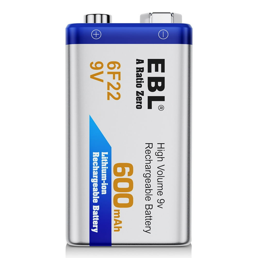 EBL 6F22 600mAh Lithiumion Battery High Volume 9V Rechargeable