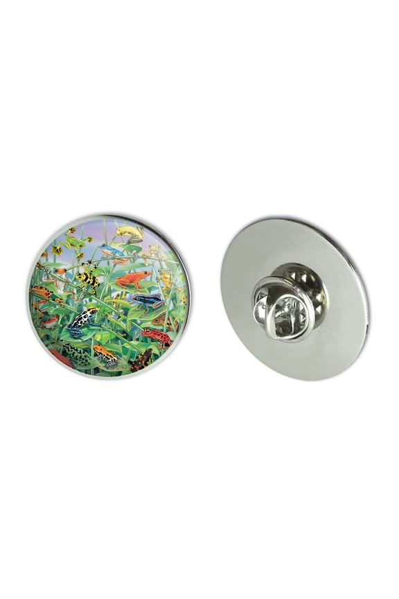 Colorful Rainforest Tree Frogs Just Hanging Around Metal 1.1" Tie Tack Hat Lapel Pin Pinback