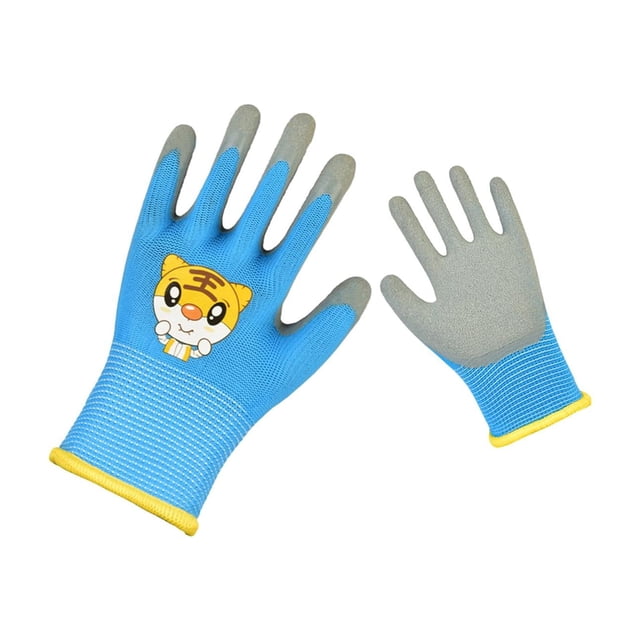 Guantes de jardinería infantiles con estampado animal, antideslizantes, transpirables e impermeables. Azul