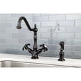 thumbnail image 2 of Kingston Brass  KS1235TXBS French Country Mono Deck Mount Kitchen Faucet with Brass Sprayer, Oil Rubbed Bronze, 2 of 3