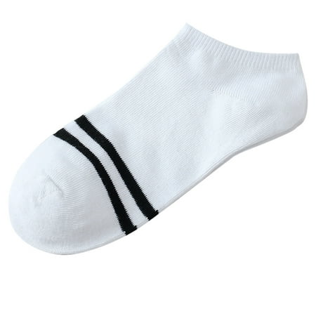 

1Pairs Unisex Stripe Comfortable Cotton Sock Slippers Short Ankle Socks White One Size