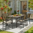 thumbnail image 2 of Homall 7-Piece Outdoor Dining Set, 6 Textilene fabric Patio Armchairs & Rectangular Dining Table with Metal Frame, Brown, 2 of 7