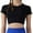 Black, variant on Daznico Women's Seamless Workout Crop Tee, Round Neck Breathable Top for Yoga & Gym,S