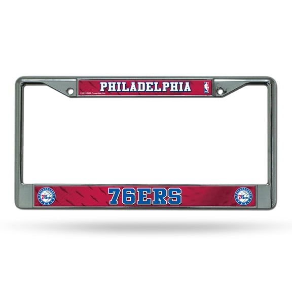 Philadelphia Basketball 76ers - 12" x 6" Standard Size - Chrome Metal License Plate Frame, Sixers