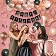 thumbnail image 7 of Black Rose Gold 70th Birthday Decoration for Lady, 70th Happy Birthday Banner, Number 70 Balloon, Rose Gold Confetti Balloons, 70th Rose Gold Black Printed Balloons for Women 70th Birthday Party, 7 of 7