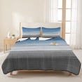 thumbnail image 3 of Queen Quilt Set 90''x96'', Blue Gray Lightweight Bedspread Coverlet Set with 2 Pillow Shams, Vintage Farmhouse Gradient Wooden Grain Art Breathable All Season Quilt Bedding for Bedroom/Guest Room, 3 of 9