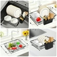 thumbnail image 4 of Expandable Dish Drying Rack in Sink Adjustable Stainless Steel Dish Drainer Over The Sink with Utensil Holder for Kitchen Sink, 14.5"~20.9" L x 10.2"W, 4 of 8