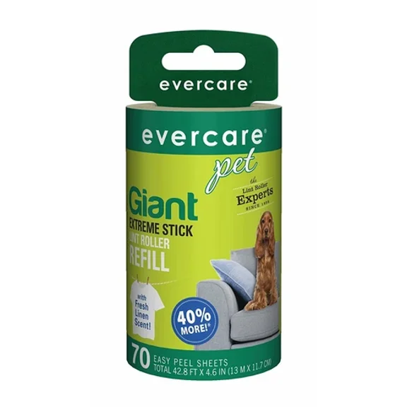 Evercare Giant Extreme Stick Lint Roller Pet Refill 70 Sheets Count Per Roll