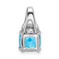 thumbnail image 4 of Auriga 14k White Gold Cushion Blue Topaz and Diamond Pendant for Women (L-15.3mm, W-7.4mm), 4 of 6