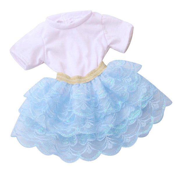 Vestido de muñeca estadounidense El vestido del remiendo de la muñeca de la muchacha de la manera para la muñeca americana de 18 pulgadas se viste azul Magideal Vestido de muñeca estadounidense