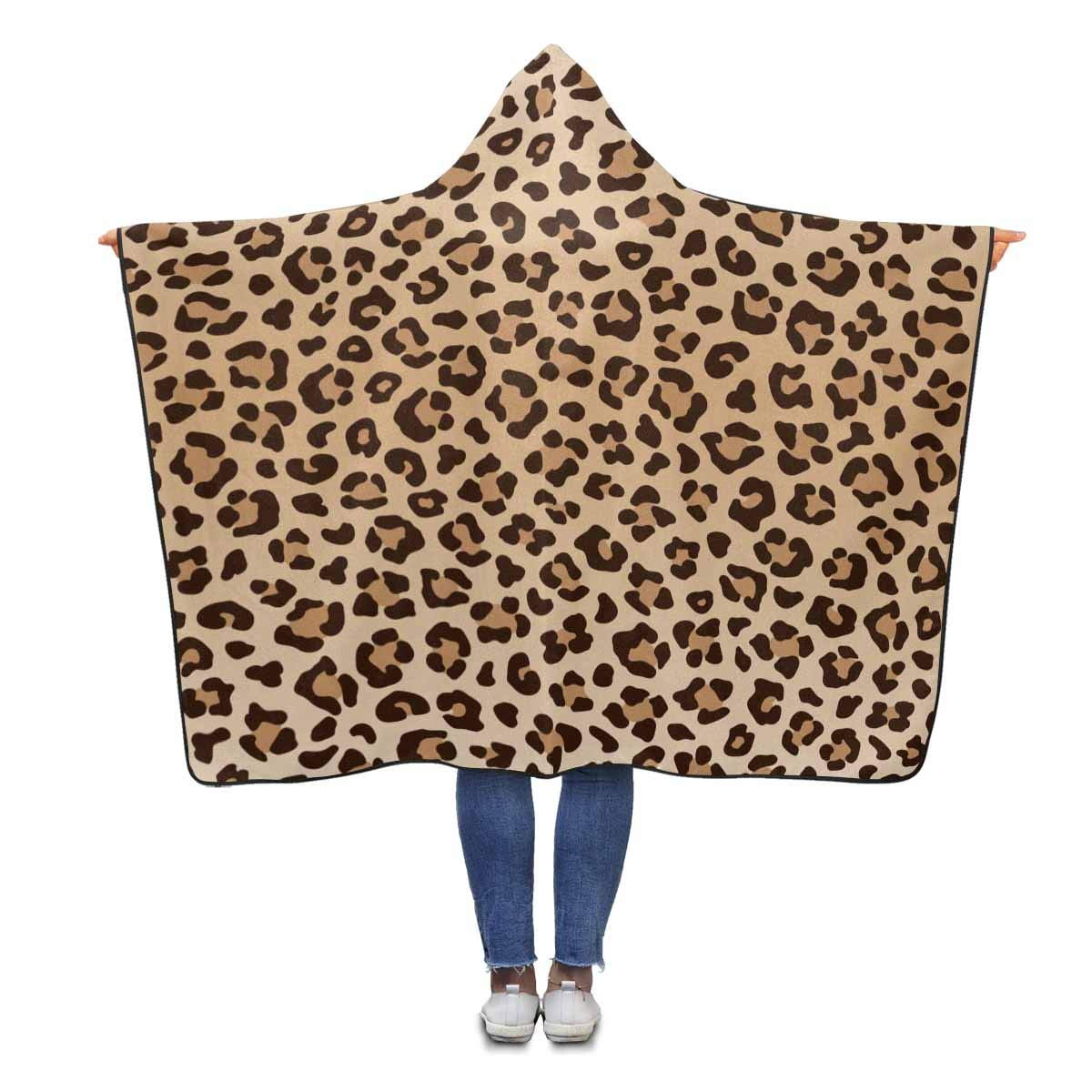 ASHLEIGH Leopard Pattern Wearable Hooded Blanket 56x80 inches Adults