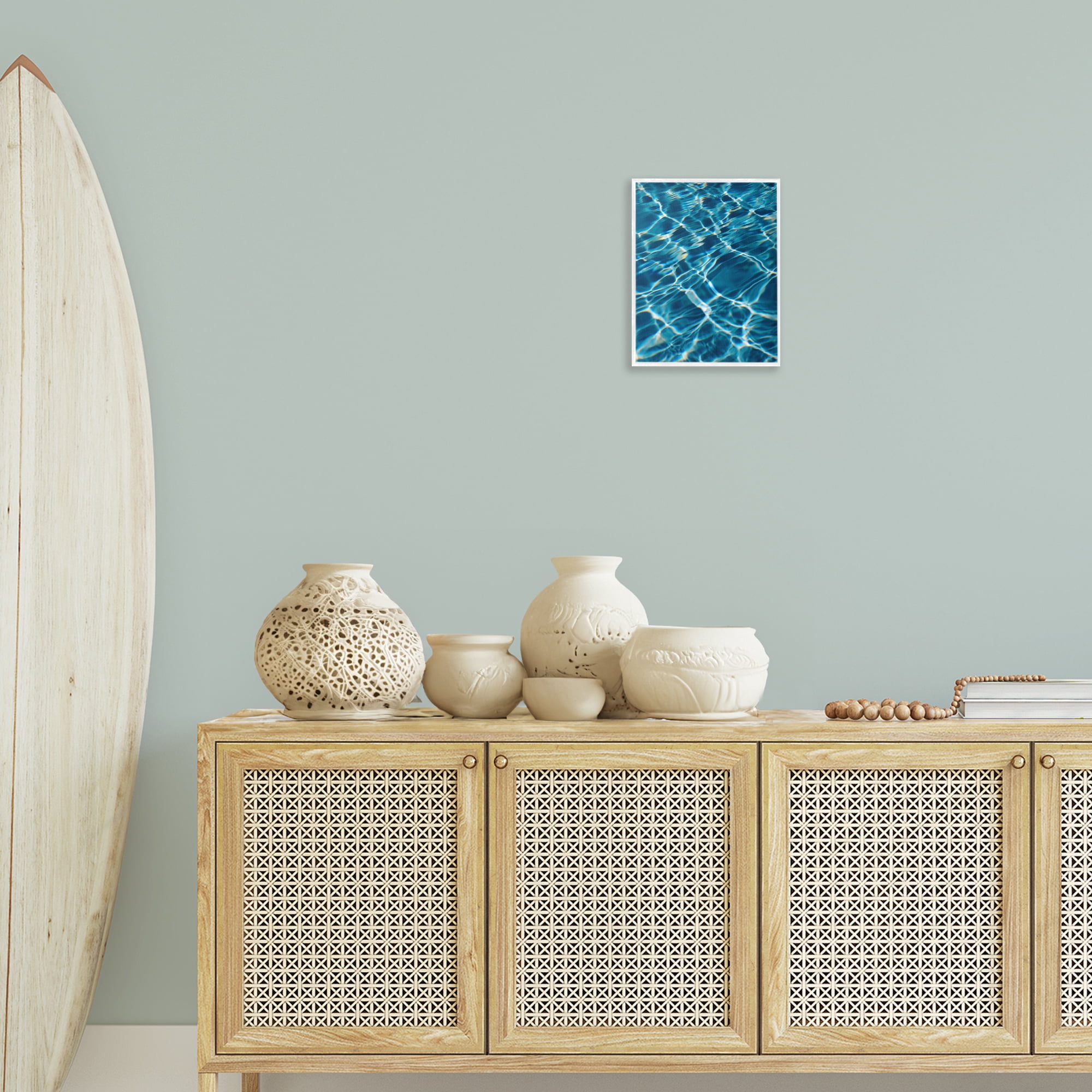 Stupell Industries Summer Pool Ripples Abstract Painting White Framed Art Print Wall Art, 11 x 14