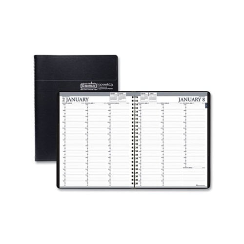 Recycled Professional Weekly Planner 15-Min Appointments, 11 x 8.5, Black, 2022