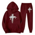 thumbnail image 4 of Aihuaihua Men's Christian 2 Piece Jogging Suit Jesus Cross Sweatsuits Lounge Matching Sets Religious Faith Hoodie Tracksuit Red L, 4 of 5