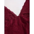 thumbnail image 5 of Burgundy Lace Halter Neck Ruched Peplum Mini Dress For Women, 5 of 7