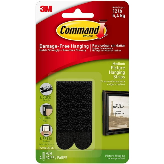 Command Picture Hanging Strips, Medium, Black, 4-Strip, 6-Pack 24 Pairs Total