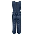 thumbnail image 4 of Women Summer 2 Piece Outfits Sleeveless Tank Crop Top Ruffle Hem Wide Leg Pants Linen Jumpsuits Lounge Matching Beach Sets, 4 of 6