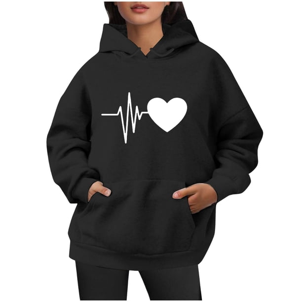 WILLBEST Sudadera con Capucha y Cordón Ajustable, Estilo Casual, para Mujer, Ideal para Otoño E Invierno, Perfecta para Actividades Al Aire Libre Tallas Grandes, con Estampado de Letras XXX-Grande