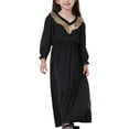 thumbnail image 6 of NiSHUIHAN Cute Dress Muslim Long Dress Medium Big Girls Long Sleeve V Neck Colorblock Dress Black 8-9 Years, 6 of 7