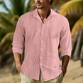 thumbnail image 2 of Shirts For Men Striped Long Sleeve Button Down Lapel Blouses Casual Outdoor Comfortable Loose Fall Tops Red XXXL, 2 of 5