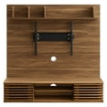 thumbnail image 2 of Media TV Stand Console Table, Wood, Brown Walnut, Modern Contemporary Urban Design, Living Lounge Room Hotel Lobby Hospitality, 2 of 10
